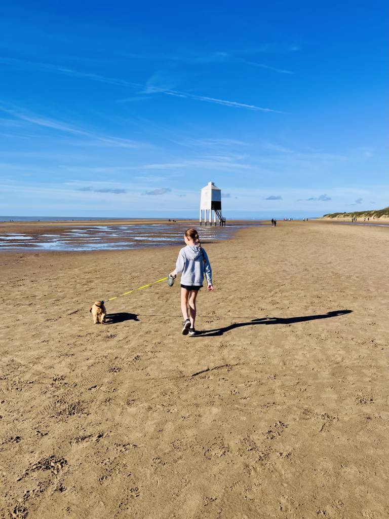 Family Walk at Brean Beach