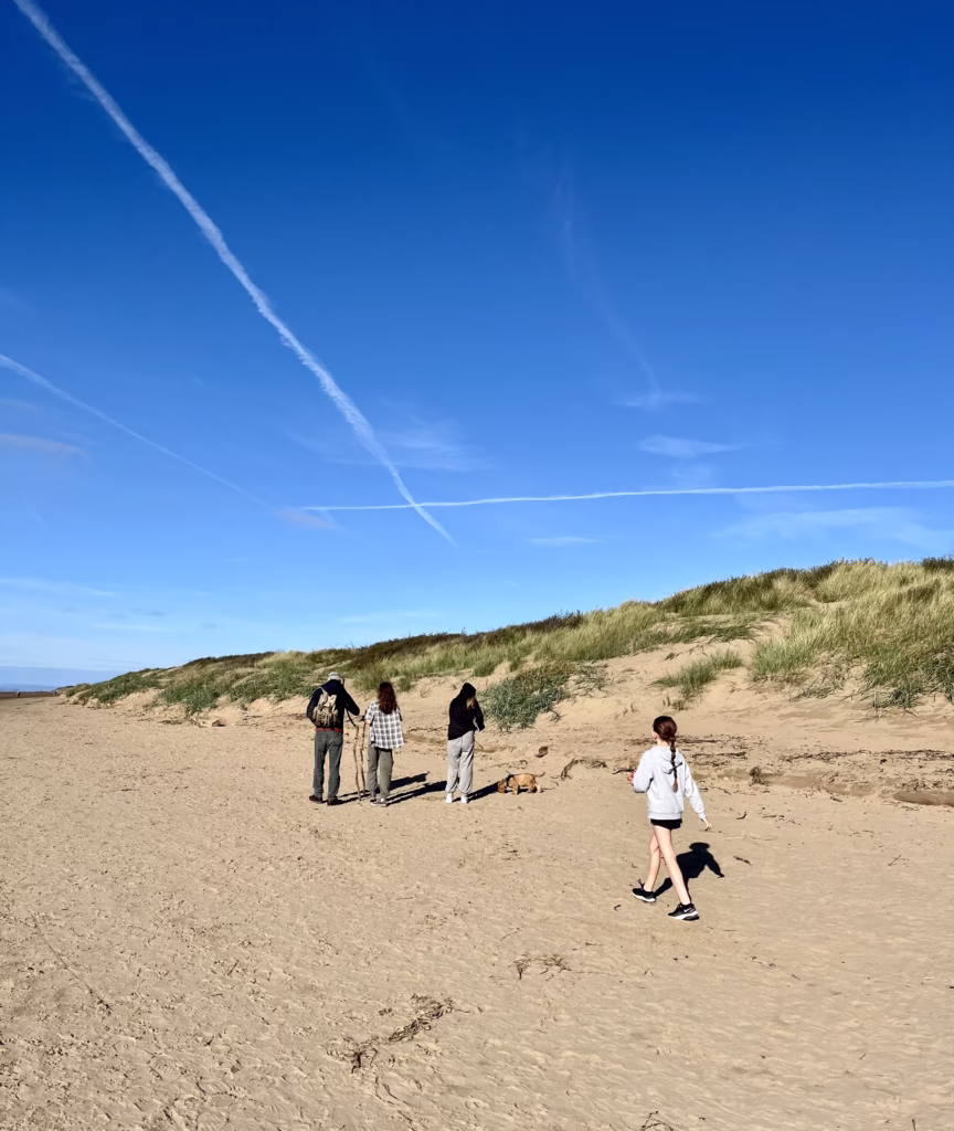 Dog walk at Berrow Beach, Burnham on sea, Somerset