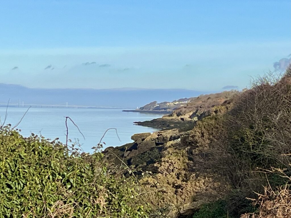 North Somerset coastline with the Severn Bridge in the distance