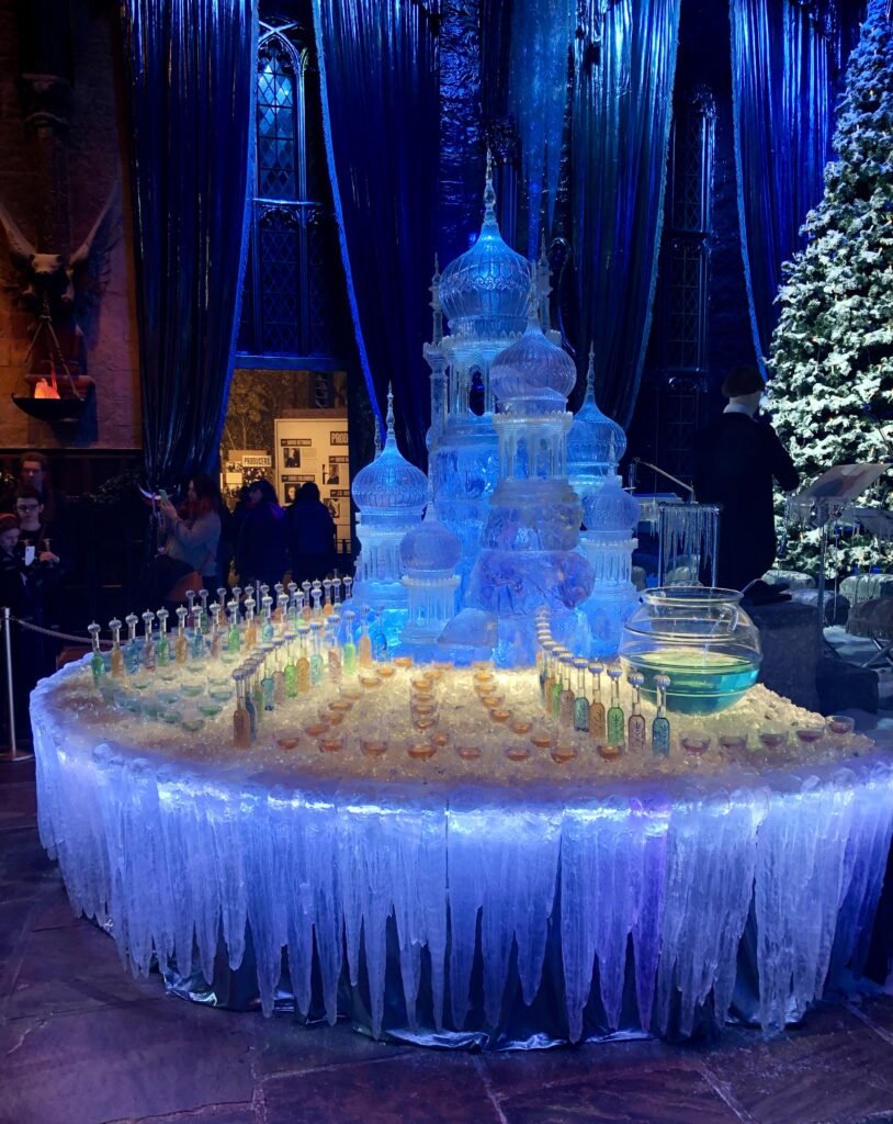 Ice sculpture from the Yule Ball display at Hogwarts in the Snow at Harry Potter Studios London