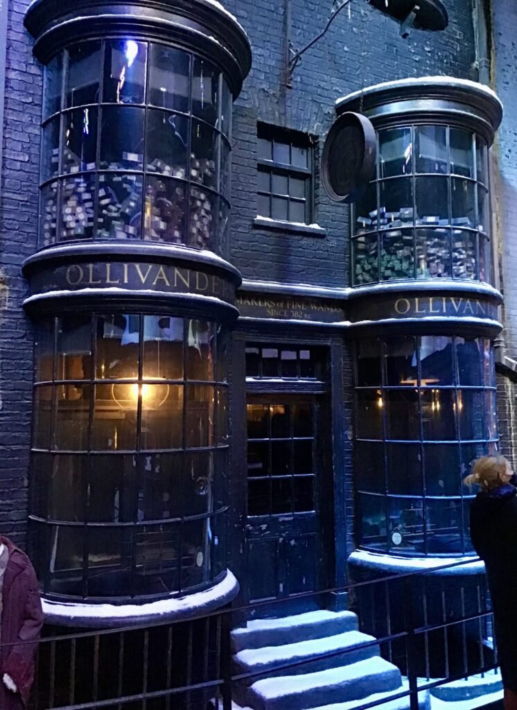 Diagon Alley set at the Harry Potter Studio Tour London during Hogwarts in the Snow