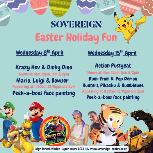 Easter Events at The Soverign Centre, Weston super Mare